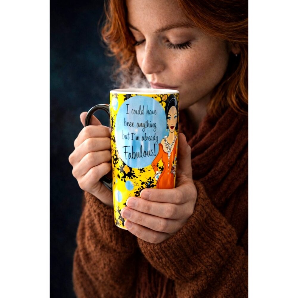 Delish Fabulous Quote Art Deco Tumbler Mug Glam Desk Decor Relic Gift Chic Power - Picture 1 of 9